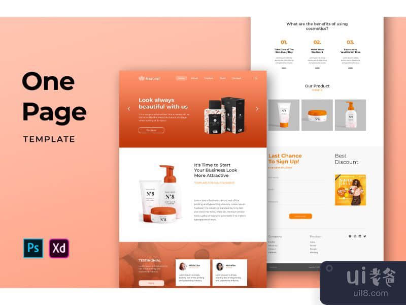 Beauty Care One Pages Templates