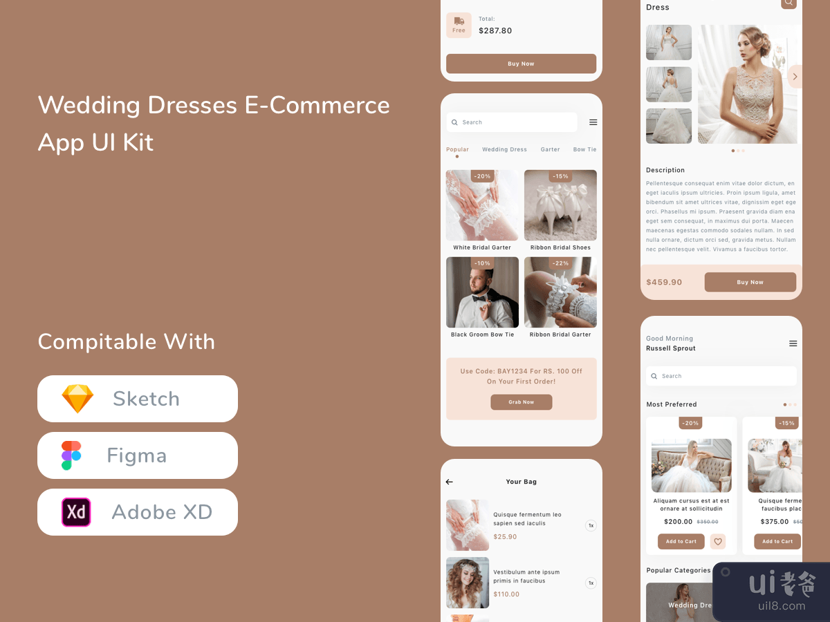 Wedding Dresses E-Commerce App UI Kit