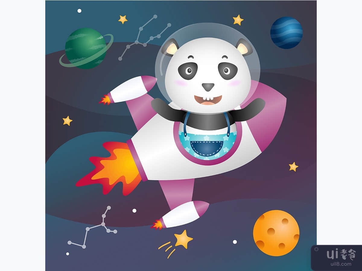 太空星系中的可爱熊猫(a Cute panda in the space galaxy)插图