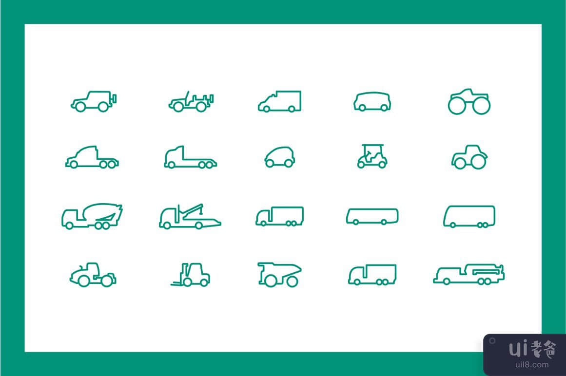 车辆类型-大纲图标集(Vehicle Types - Outline Icons Set)插图