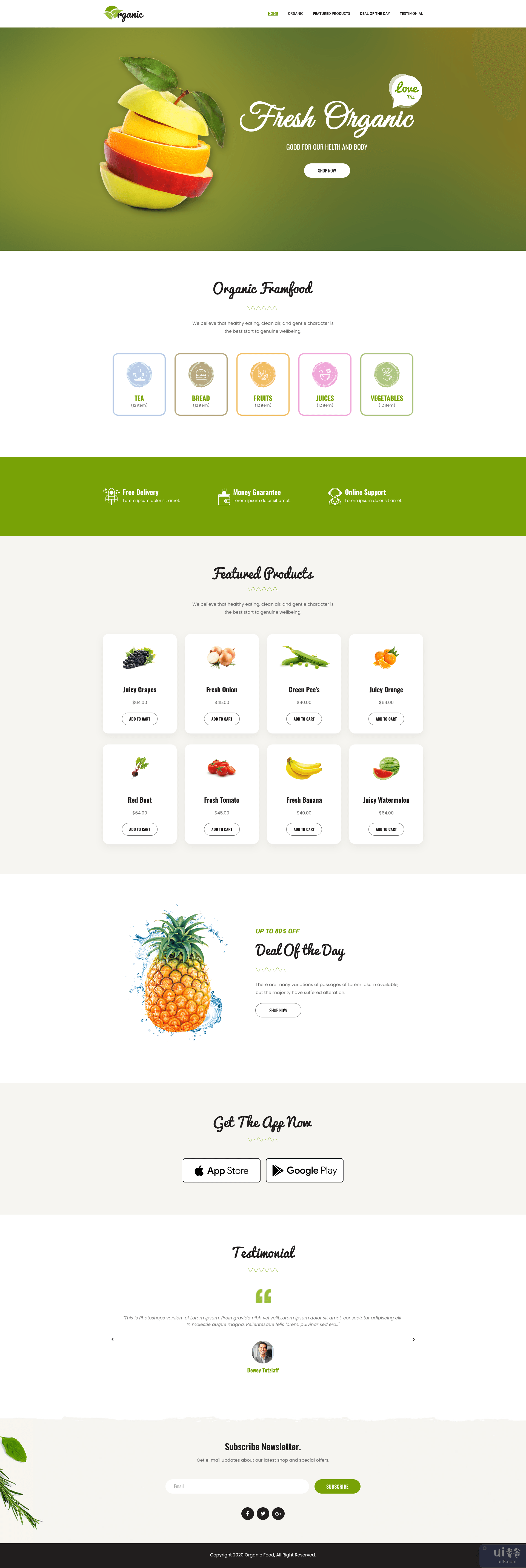 有机食品登陆页面模板(Organic Food Landing Page Template)插图