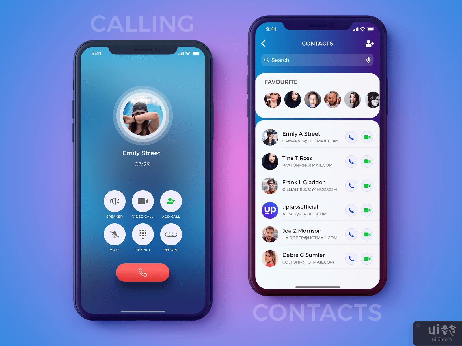 Calling & Contacts Page
