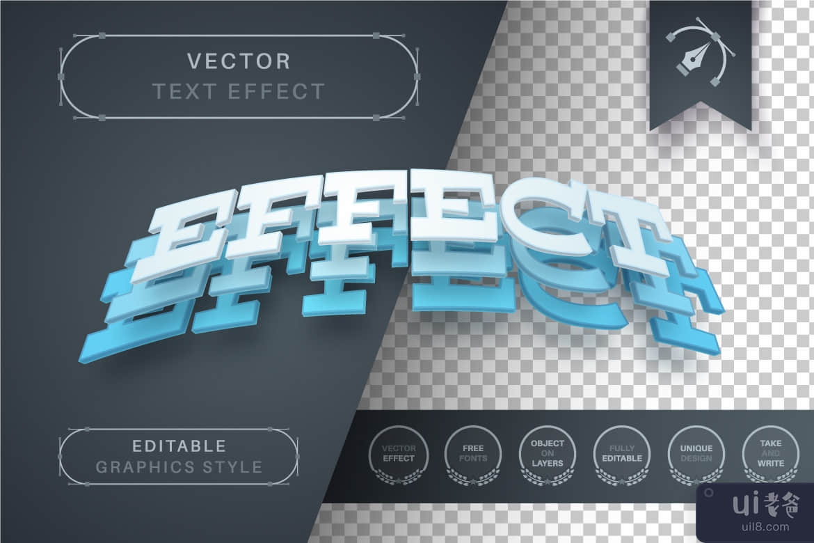 蓝色图层 - 可编辑的文本效果，字体样式(Blue Layers - Editable Text Effect, Font Style)插图4