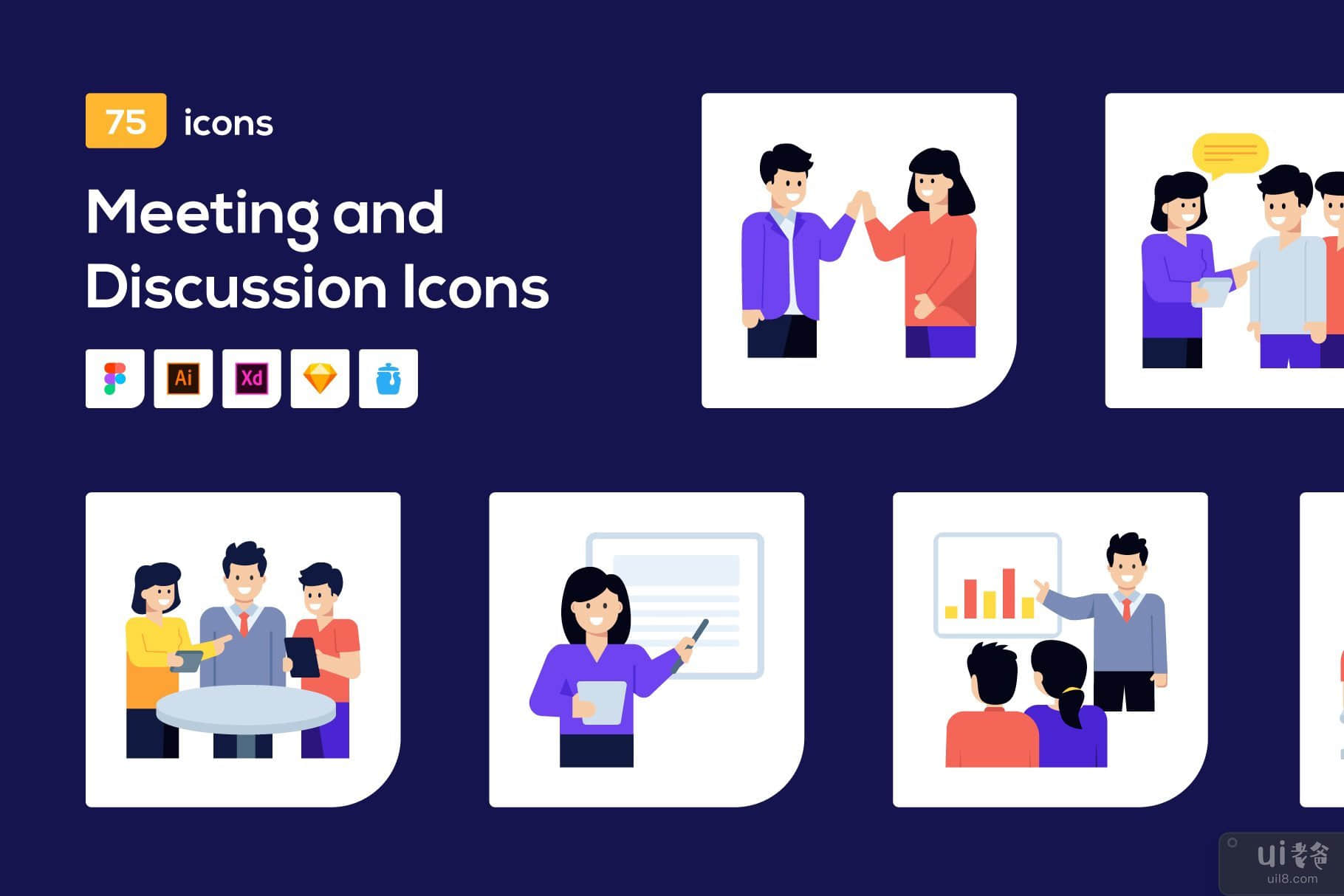 75 个商务会议矢量图标(75 Business Meeting Vector Icons)插图7