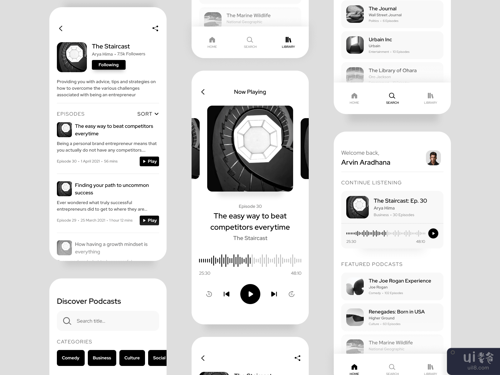 Podcast App Concept UI Kit