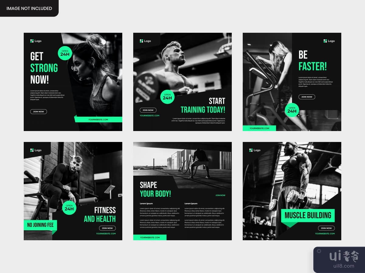set of Gym social media post feed template