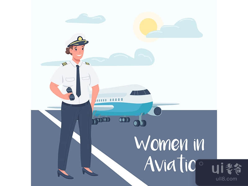 Female airplane pilot social media post mockup