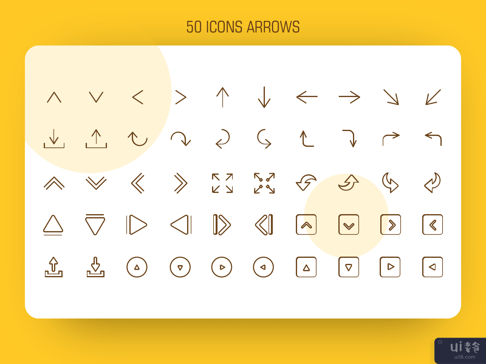 50 个箭头轮廓图标(50 Arrows Outline Icons)插图