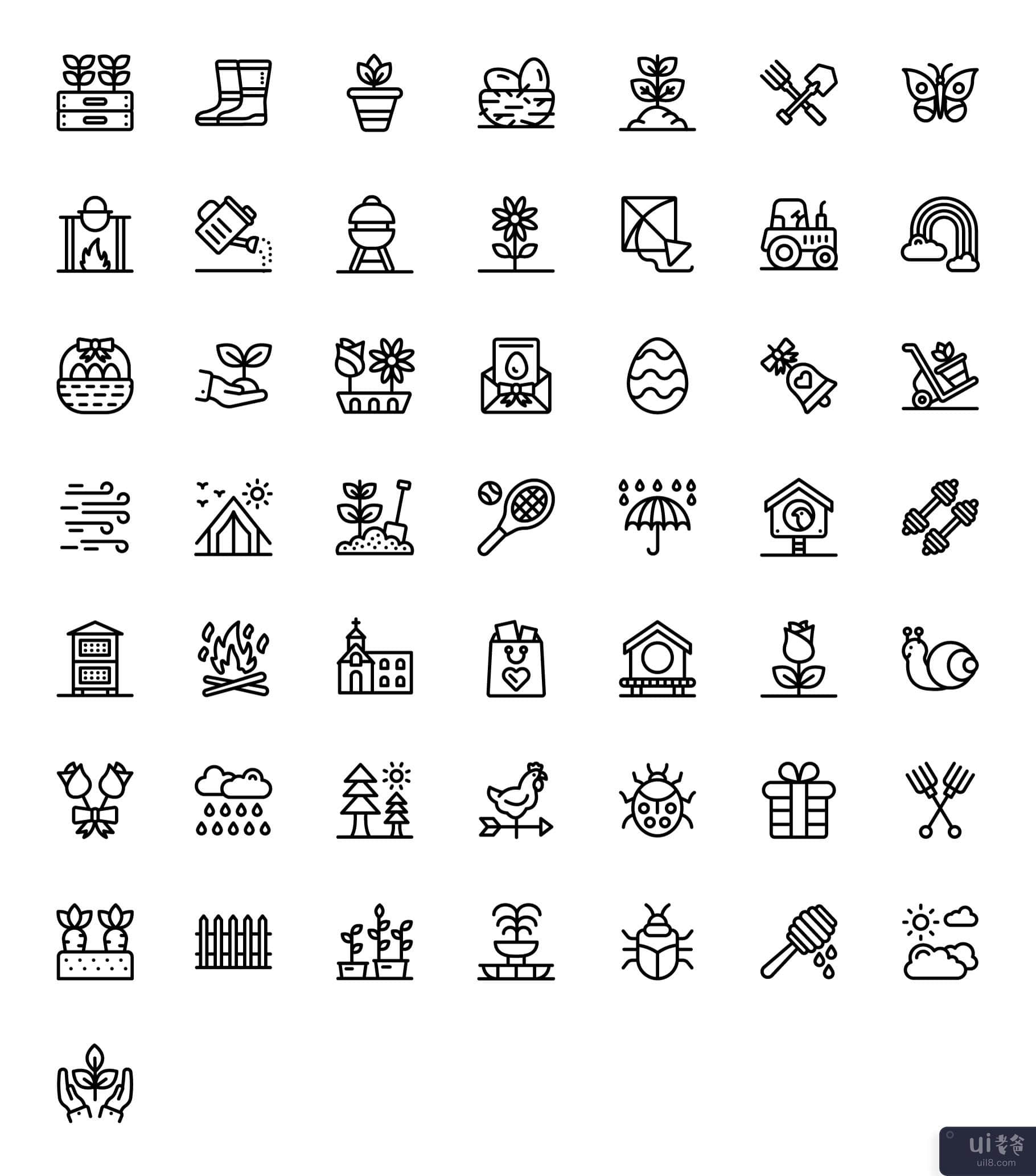 弹簧线性图标集(Set of spring linear icons)插图