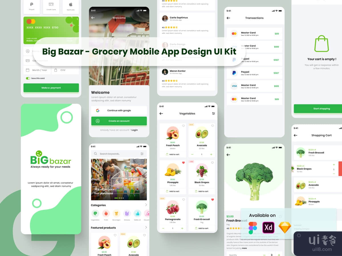 Big Bazar - Grocery Mobile App Design UI Kit