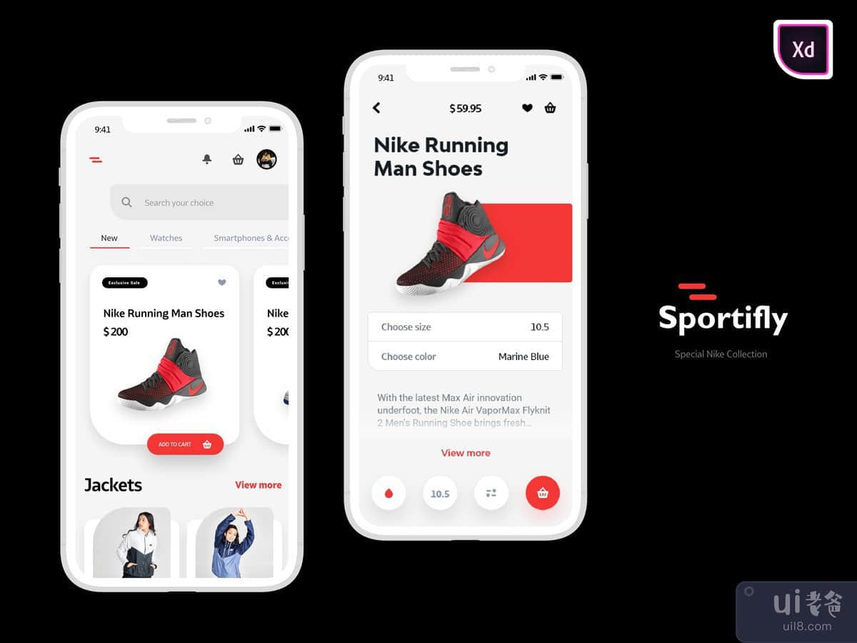 Sportifly - 耐克特别系列鞋款电子商务应用程序(Sportifly - Nike Special Collection Shoes E-commerce App)插图1