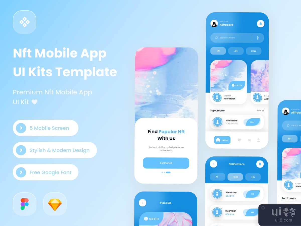 nft mobile app ui kits template