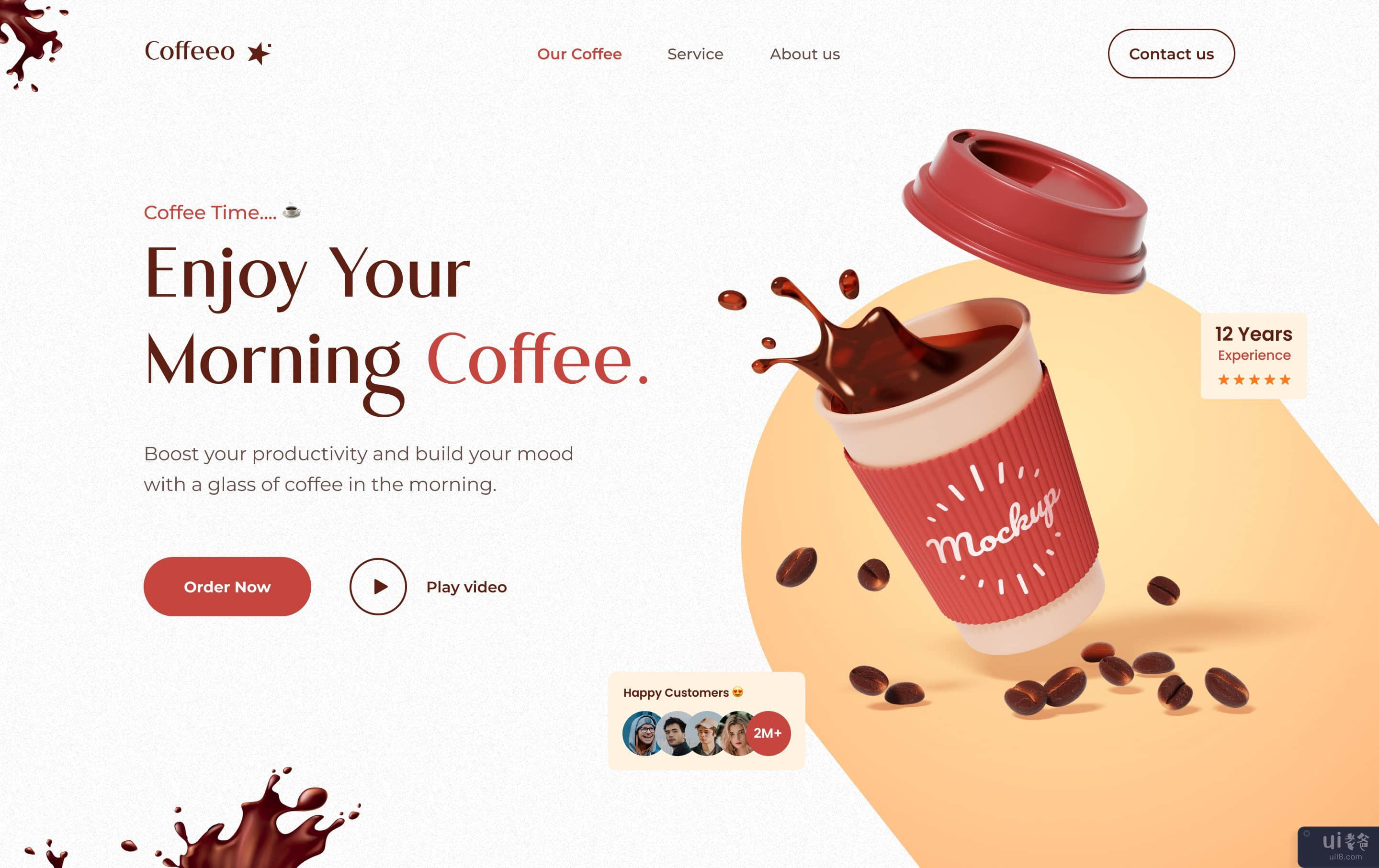 Coffeeo - 咖啡店网站标题设计(Coffeeo - Coffee Shop Website Header Design)插图3