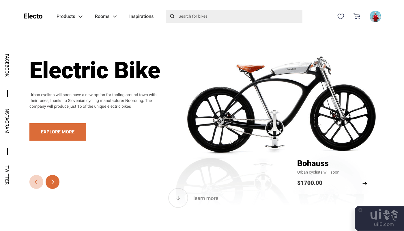 电动自行车商店网络英雄(Electric bike Shop Web hero)插图