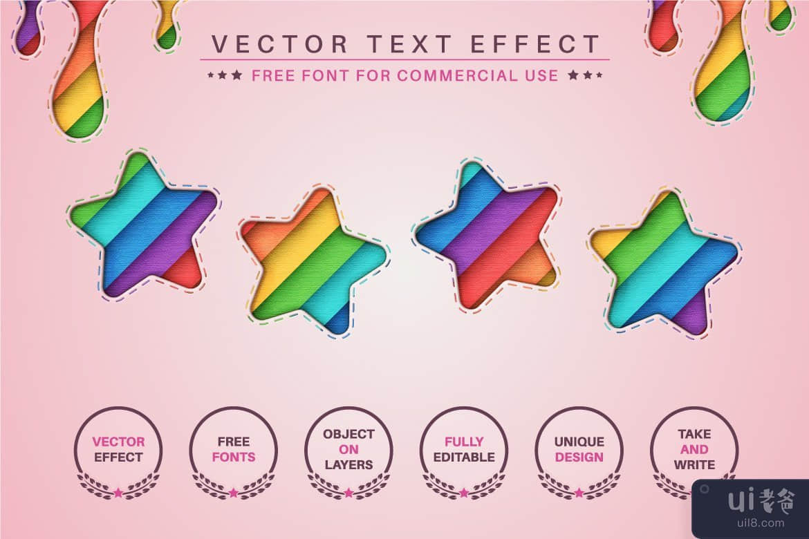彩虹纸 - 可编辑的文字效果，字体样式(Rainbow Paper - Editable Text Effect, Font Style)插图4