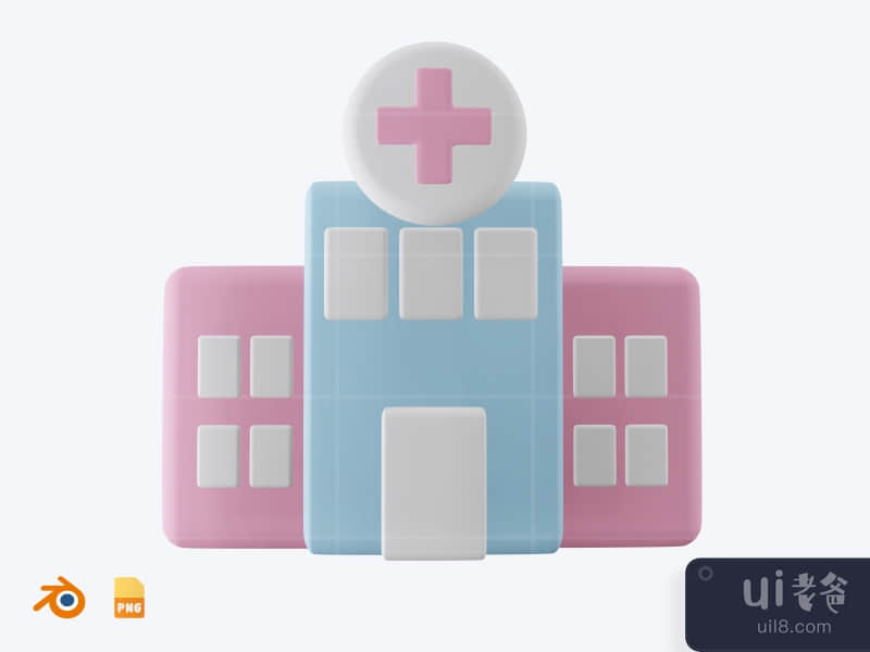 Hospital - 3D Medical Health icon pack (front)