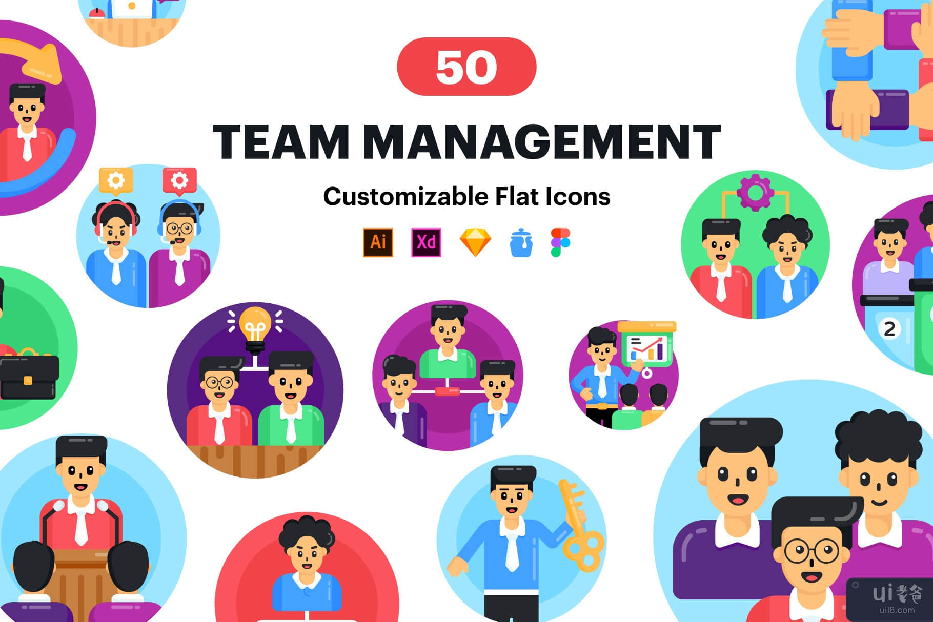 50 管理团队矢量图标(50 Management Team Vector icons)插图6