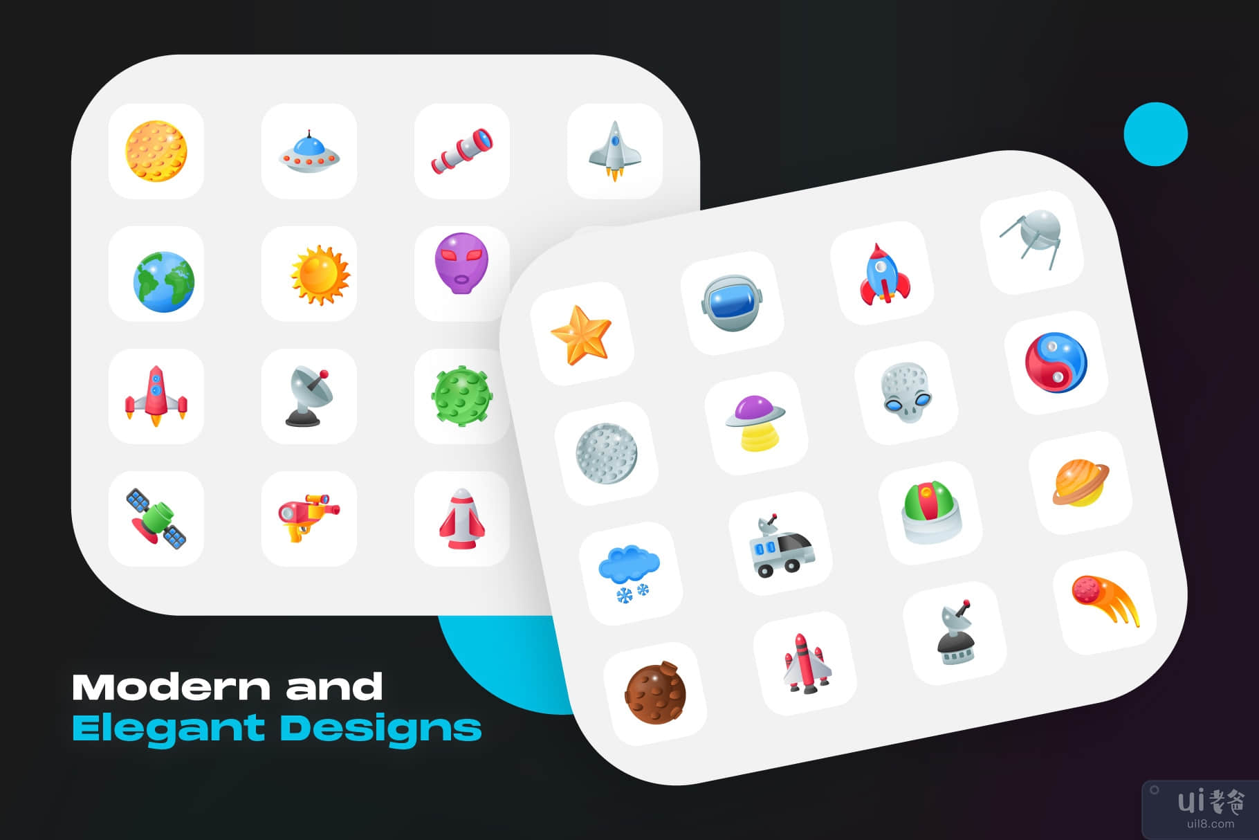 30 个空间图标-酷平面图标(30 Space Icons - Cool Flat Icons)插图1