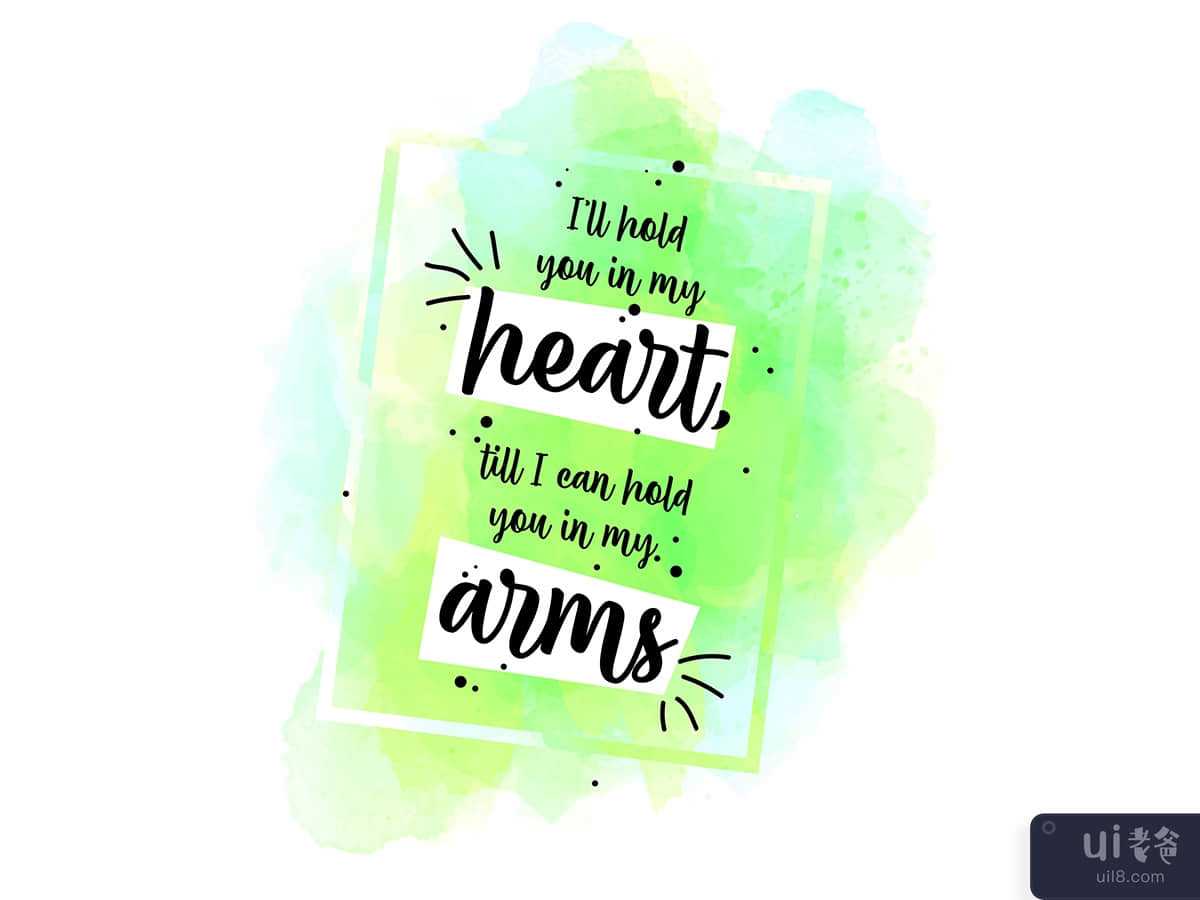 Valentine motivational lettering quote background hand drawn watercolor design