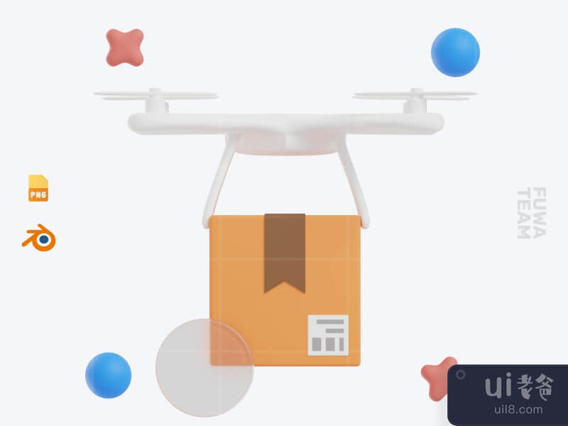 Drone Delivery - 3D Ecommerce Icon Pack (front)