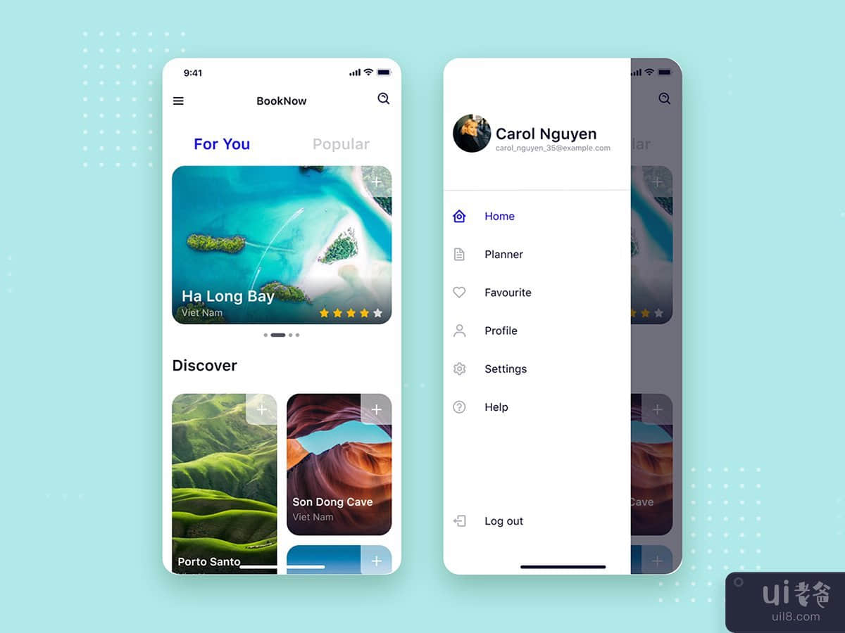 Travel app mobile UI Concept