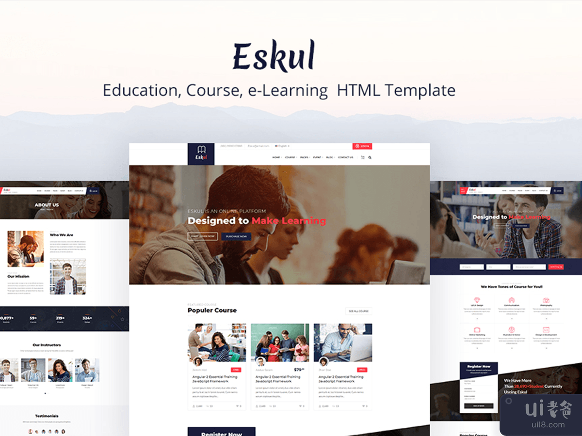 Education-Course-e-Learning and Events HTML Template 