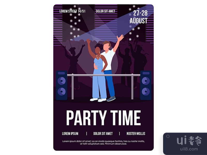 Party time poster flat vector template