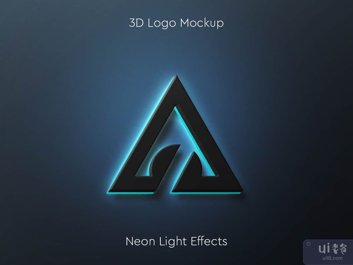 3D Logo Mockup with Neon Light Effect