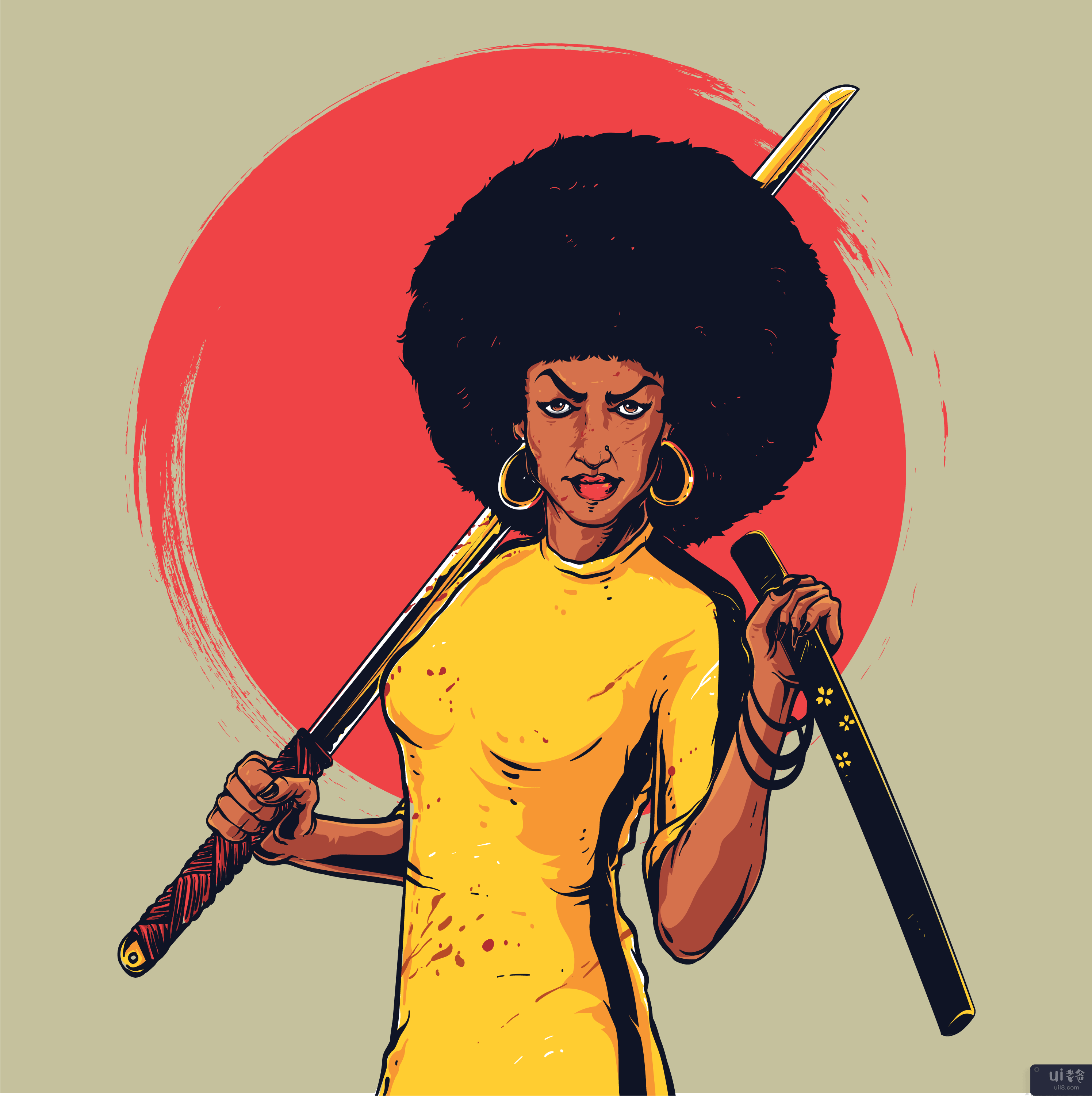 非洲裔女孩矢量(Afro girl vector)插图