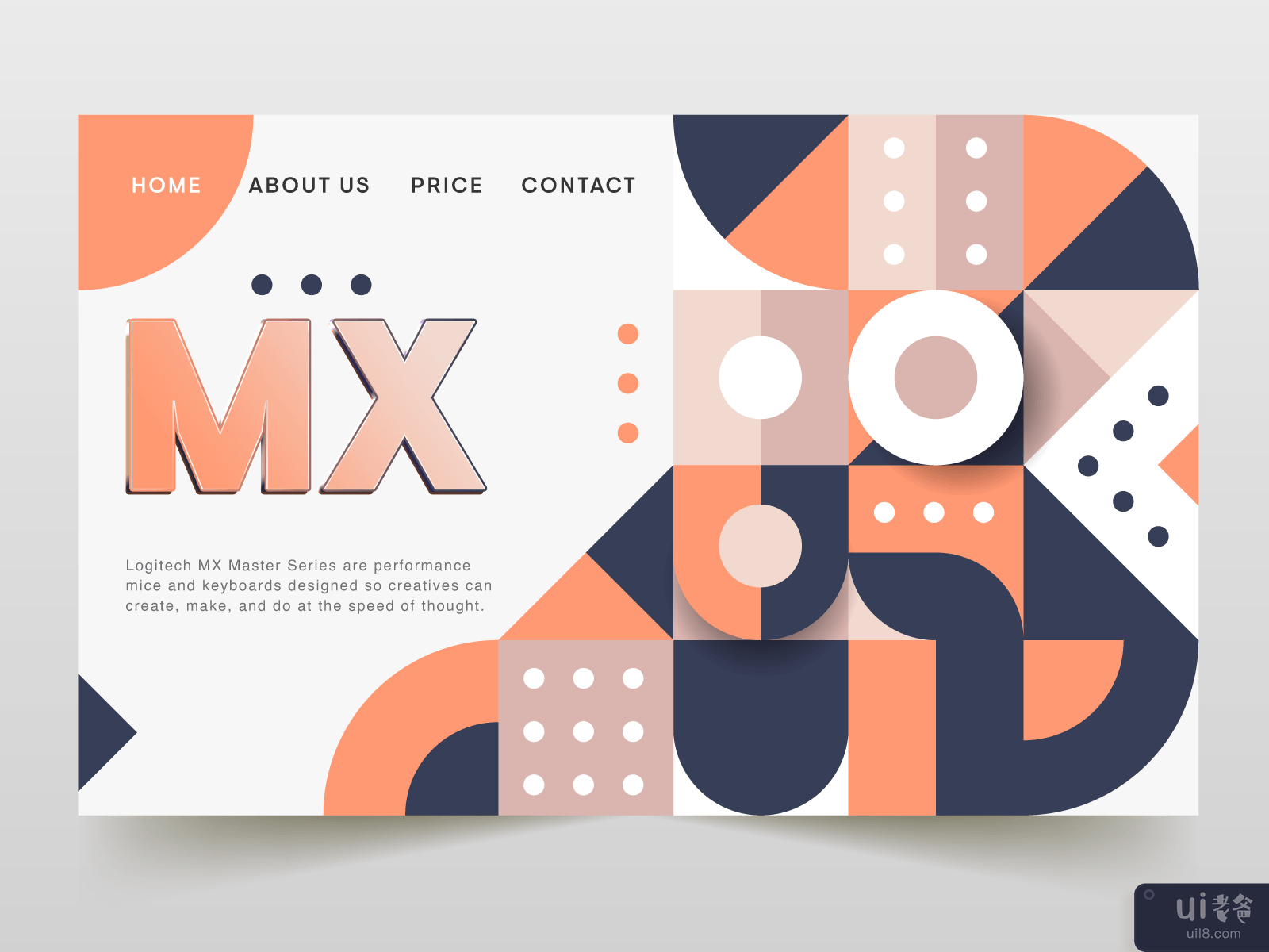 MX 3D text with geometric art