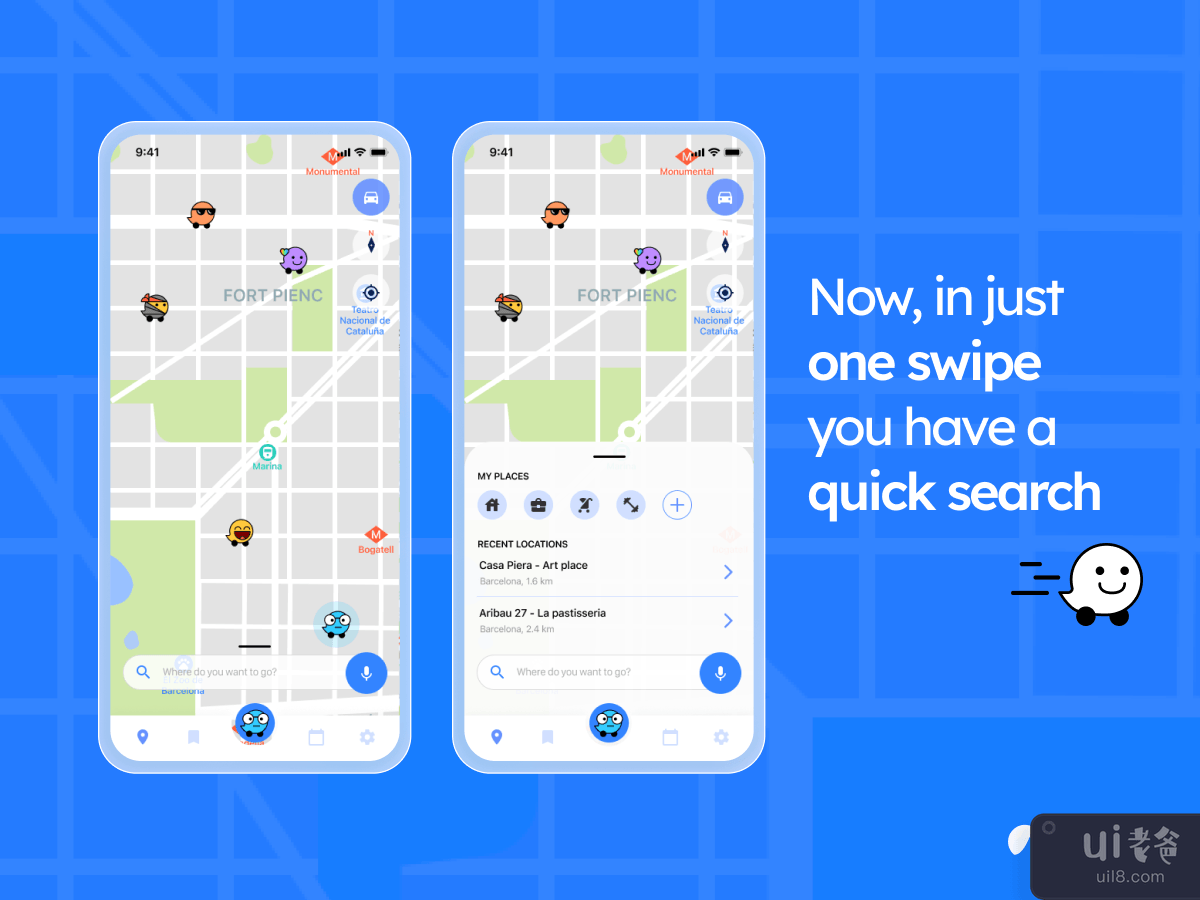 位智重新设计 - 移动应用程序(Waze Redesign - Mobile App)插图