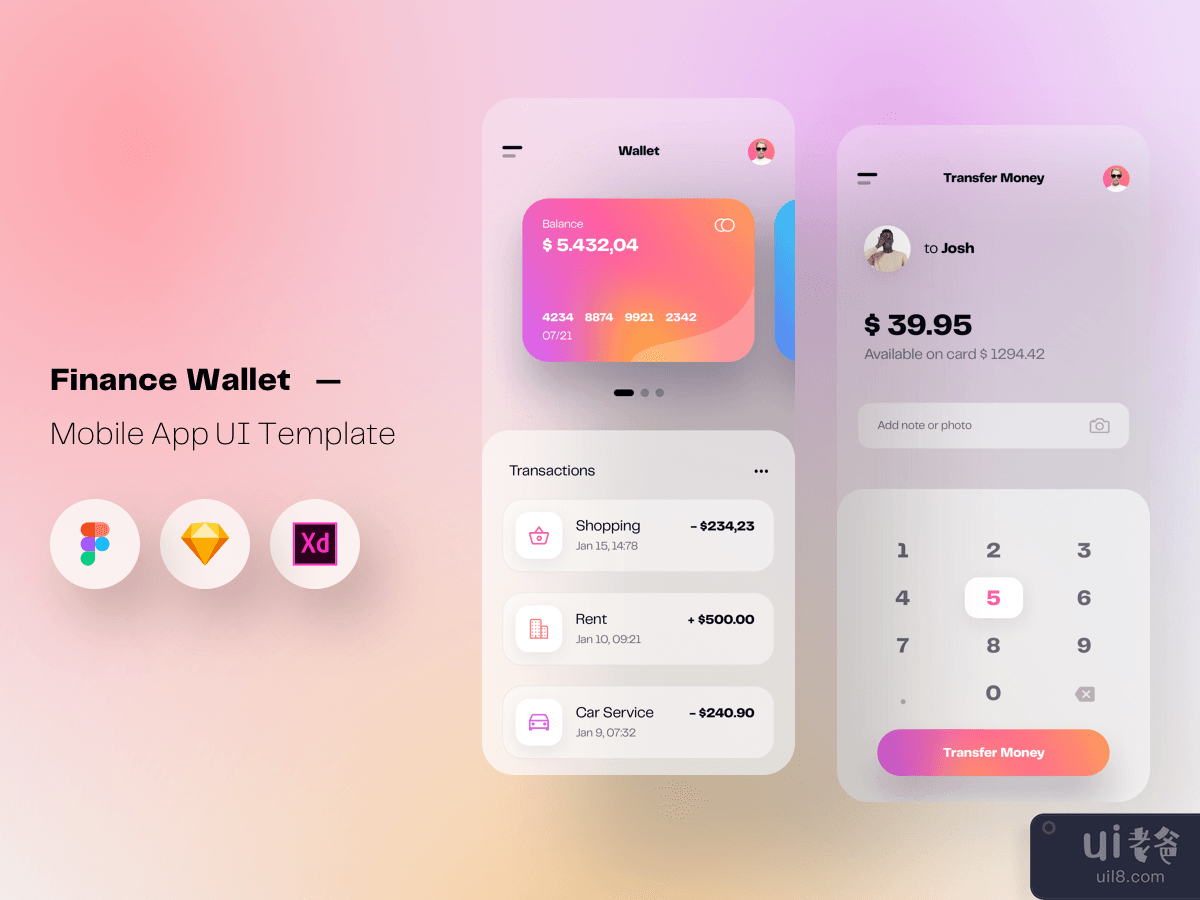 Finance Wallet App Mobile UI Kit Template