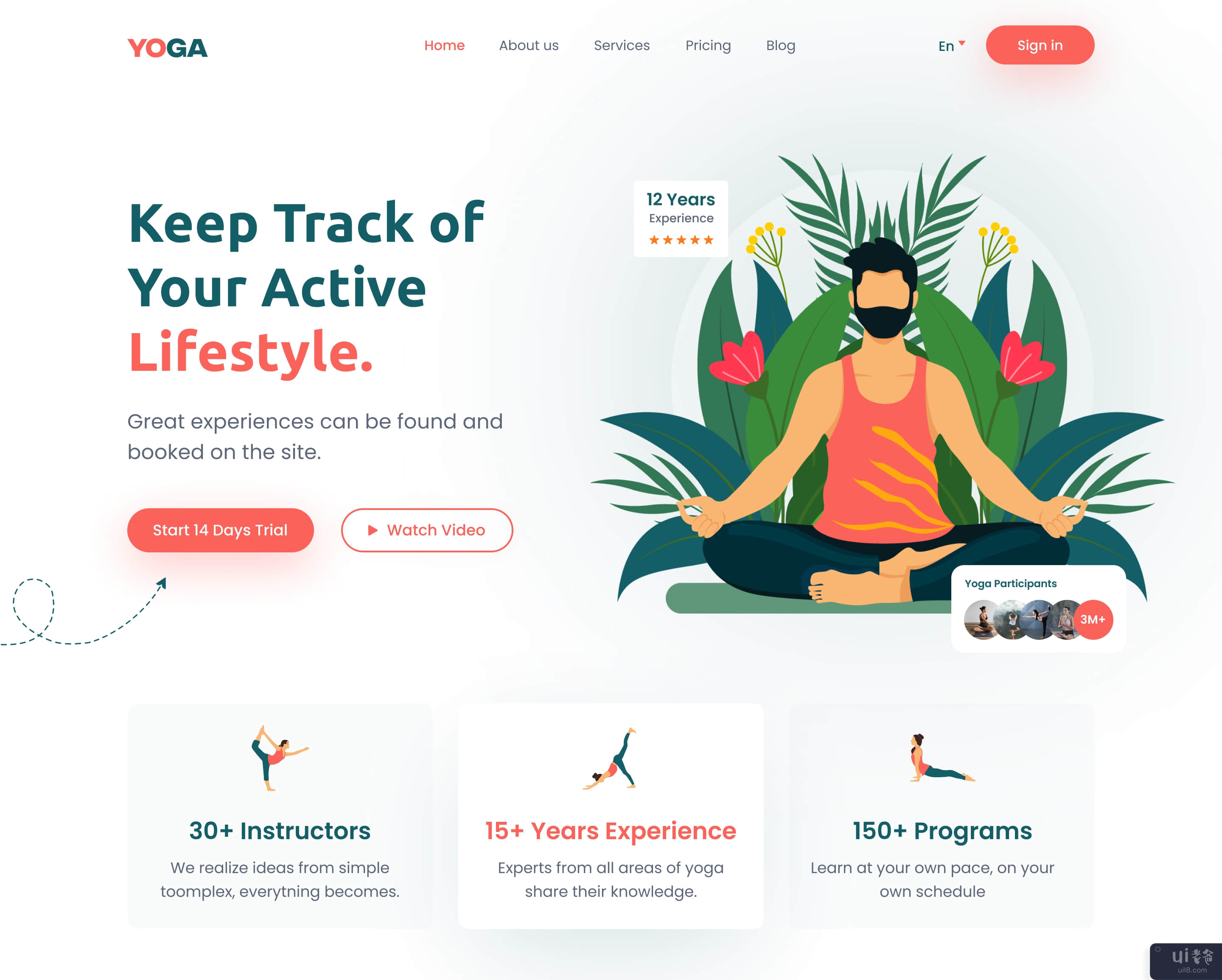 瑜伽网站标题设计(Yoga Website Header Design)插图