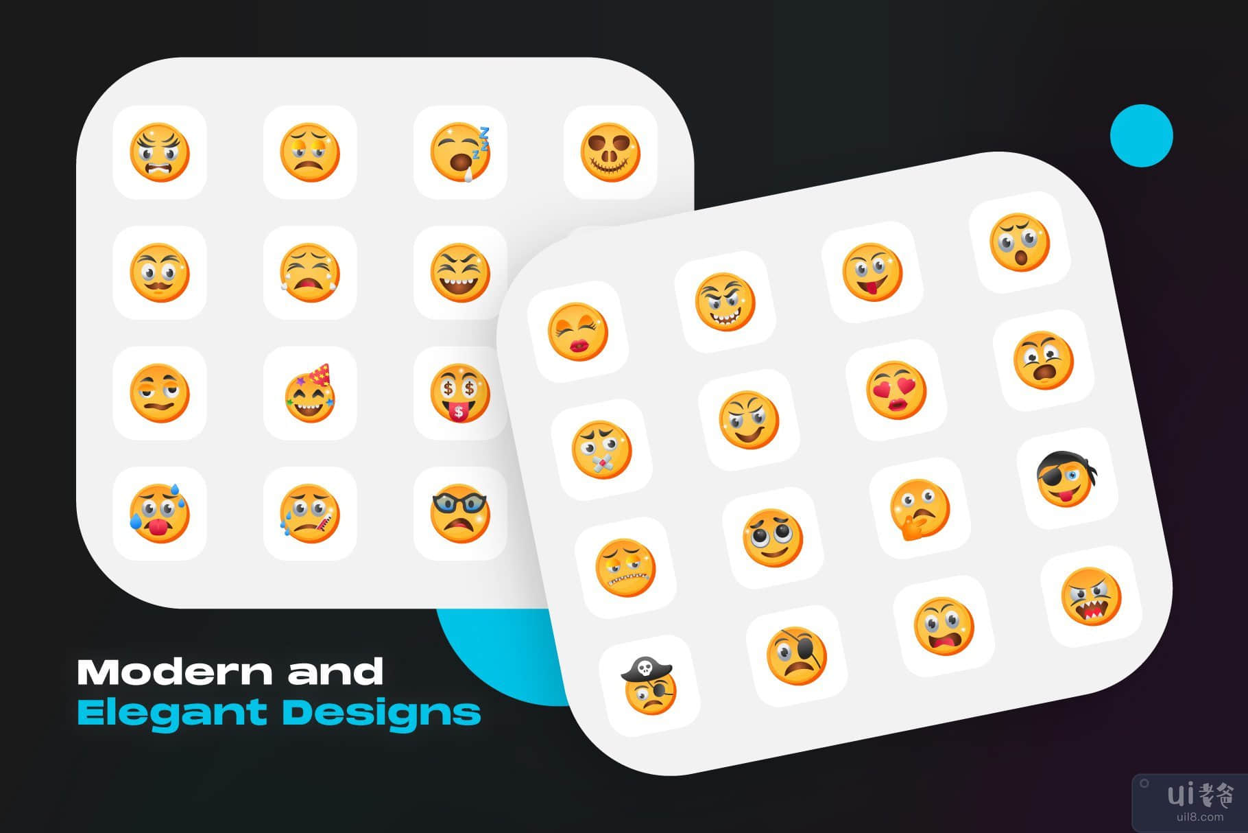 50 个表情符号图标-平面矢量(50 Emojis Icons - Flat Vectors)插图4