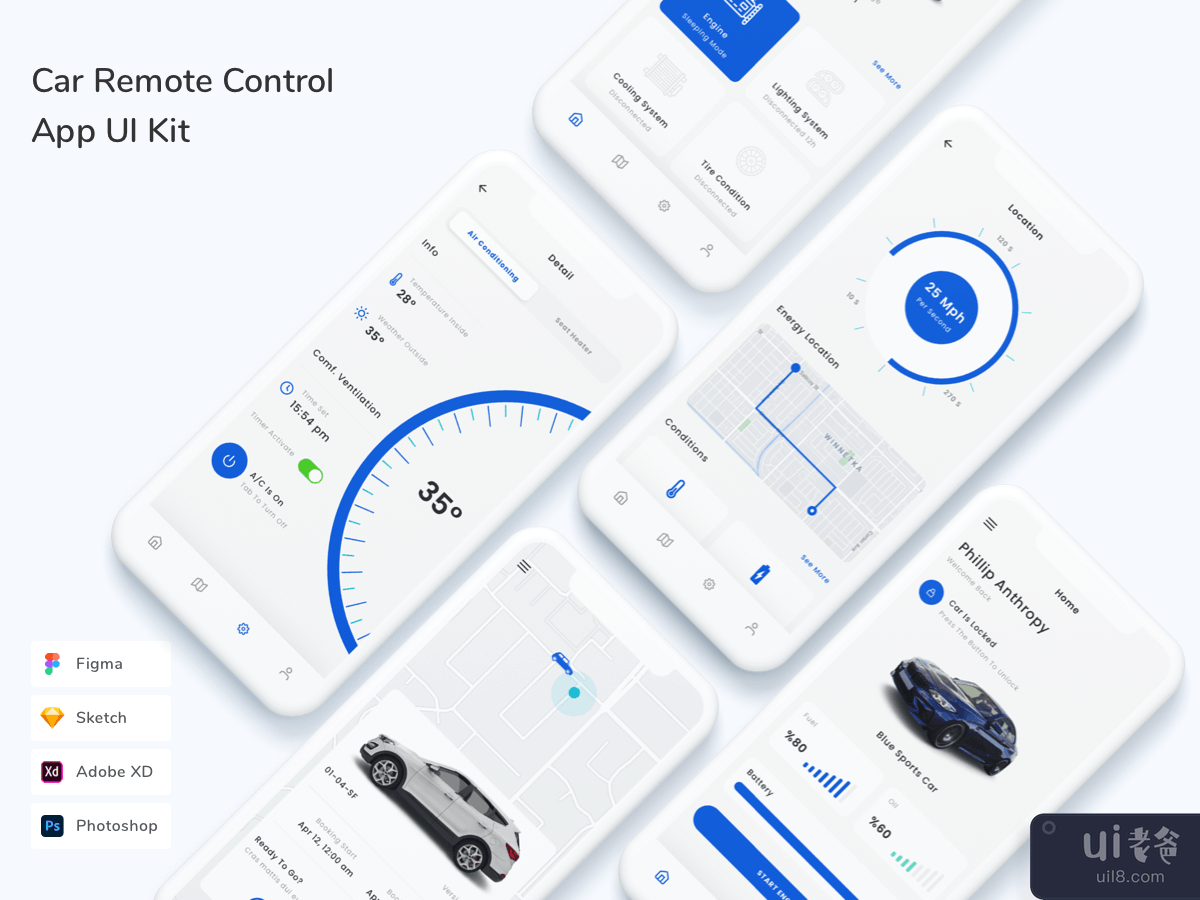 Car Remote Control App UI Kit