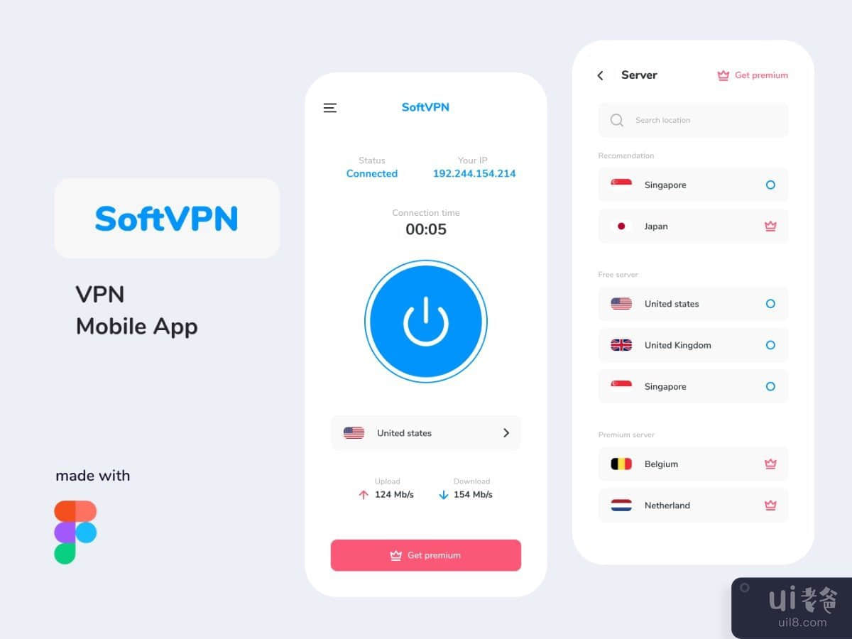 SoftVPN - vpn mobile application concept