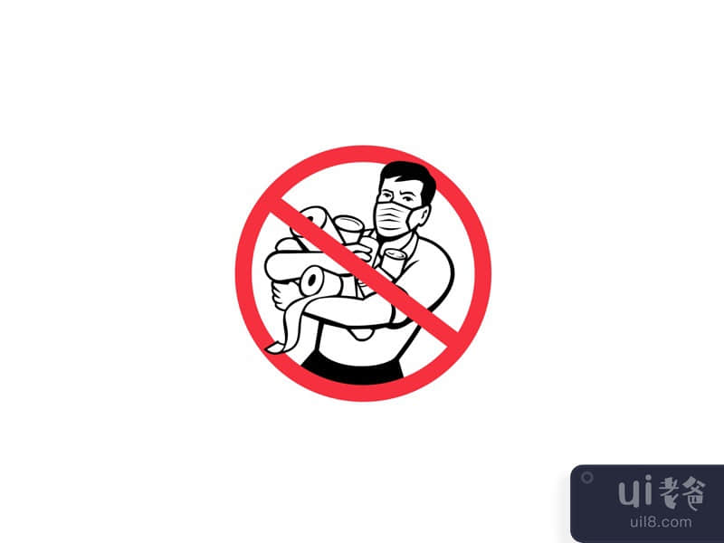 Stop Panic Buying Male Shopper Sign Icon