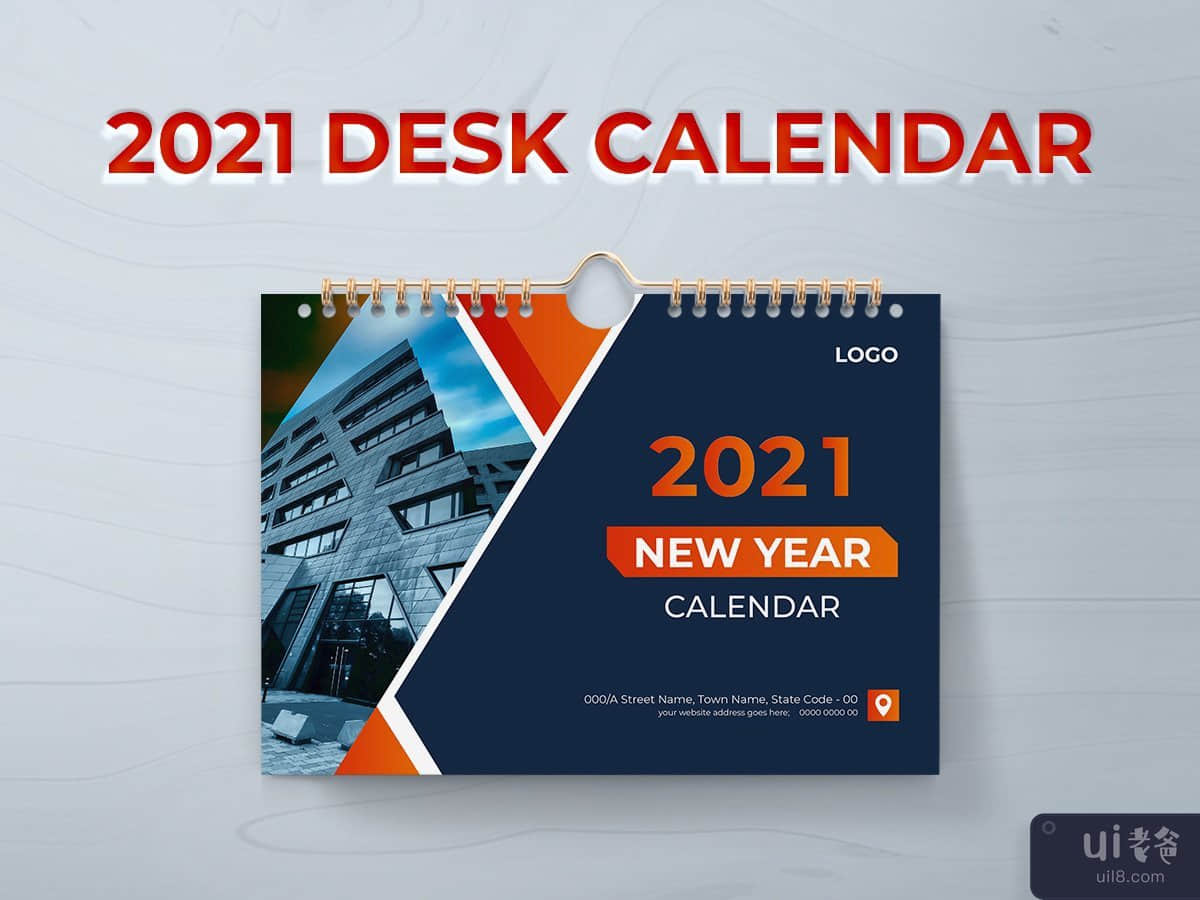 2021 年台历设计模板(2021 Desk Calendar Design Template)插图2