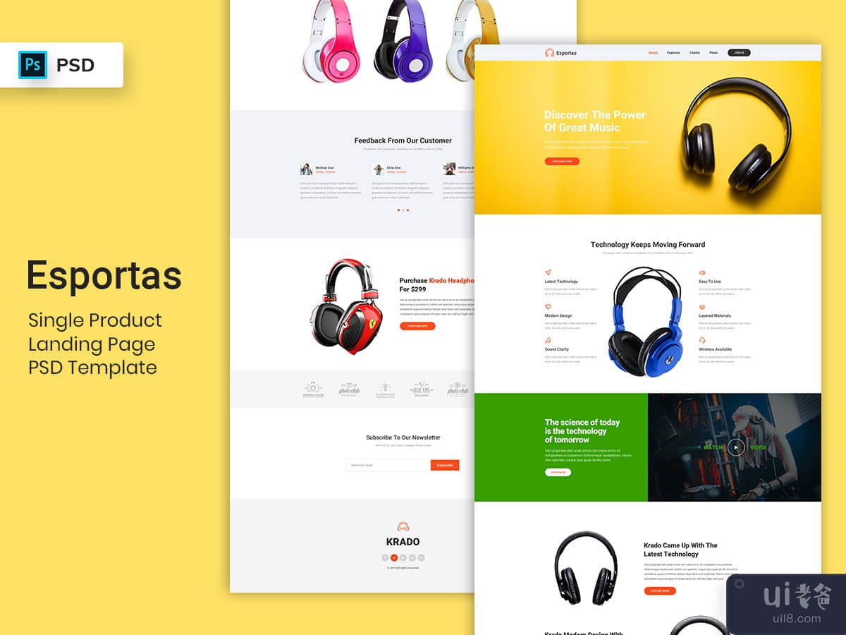 Single Product Landing Page PSD Template