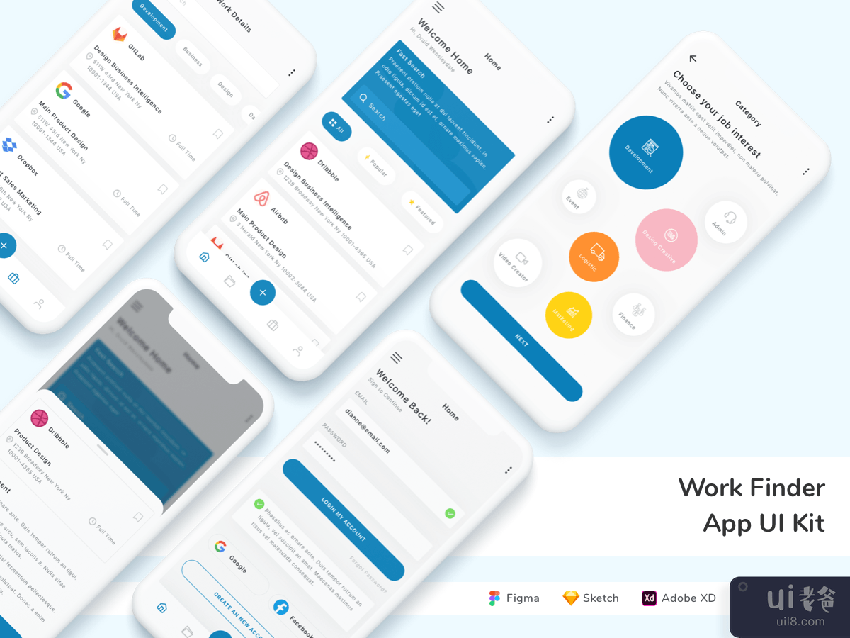 Work Finder App UI Kit