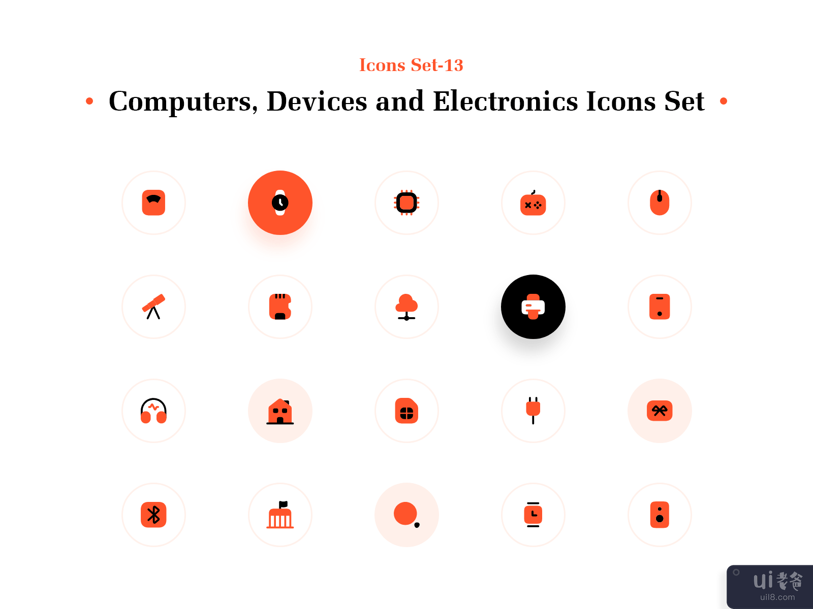 计算机、设备和电子图标集(Computers, Devices and Electronics Icons Set)插图