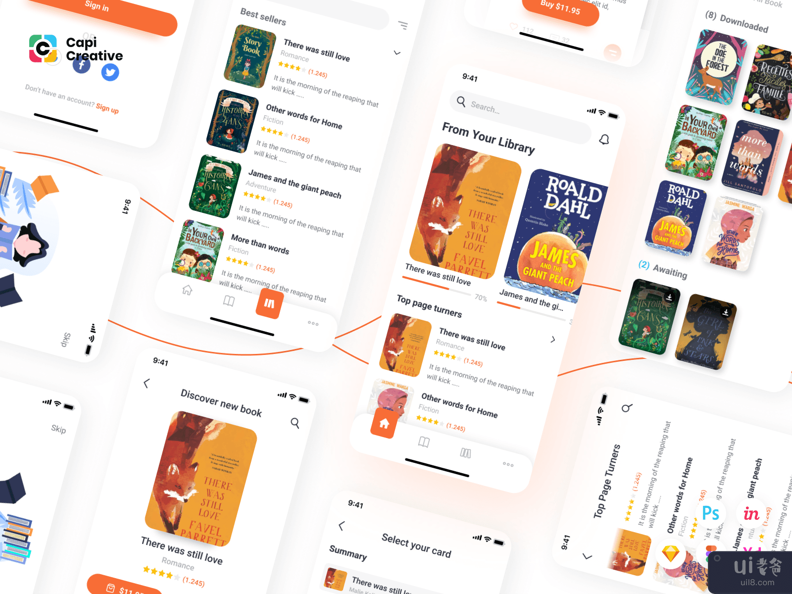 Lith - E-book store & E-reader App UI Kit (Full) #1