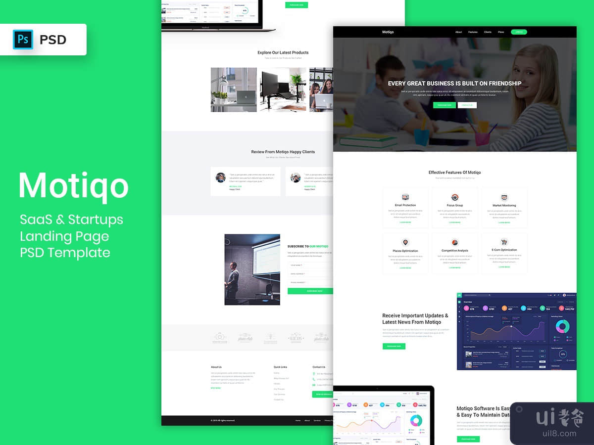 Saas & Startup Landing Page PSD Template
