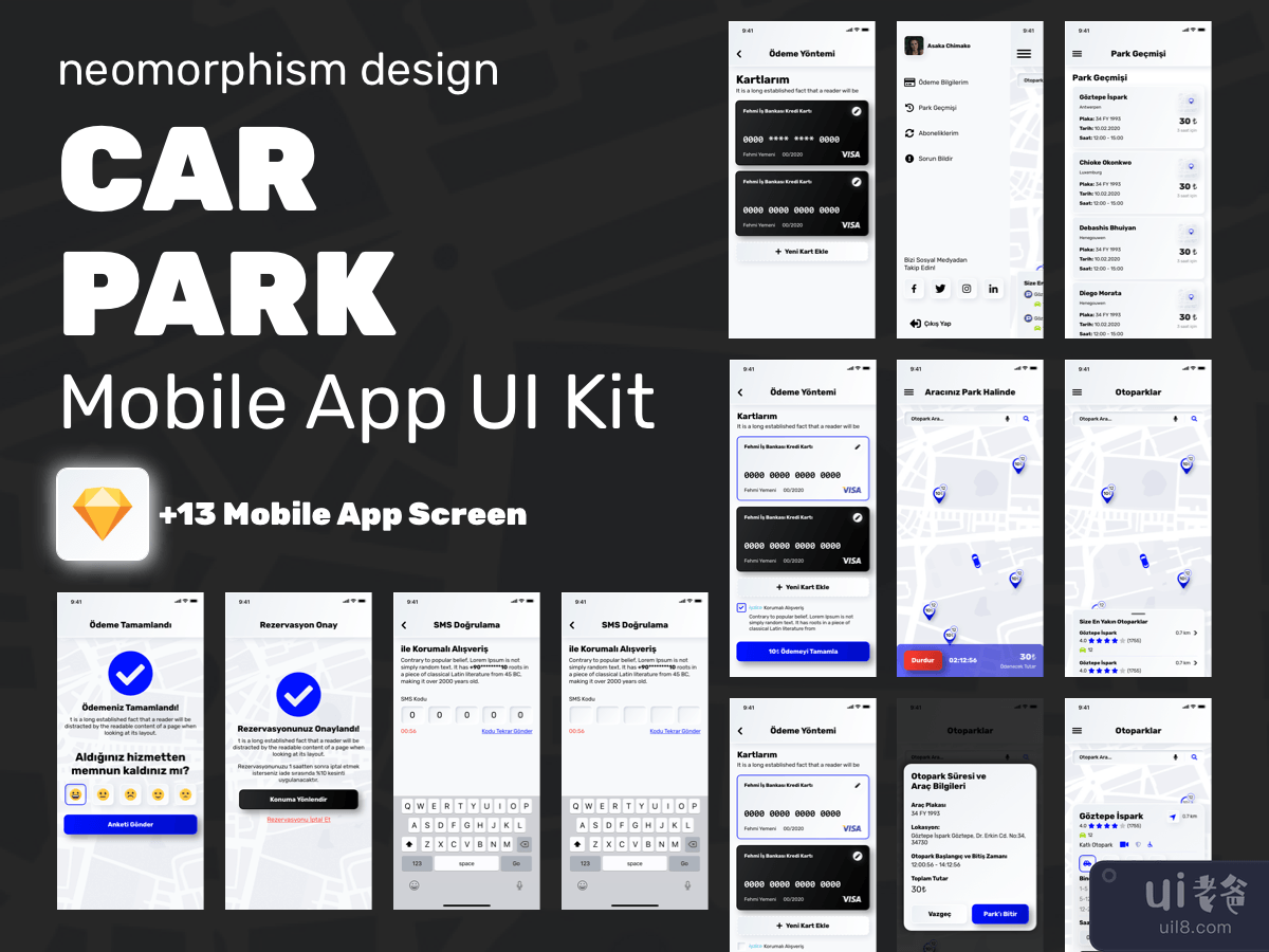 Car Park Mobile App UI kit - iOS & Android