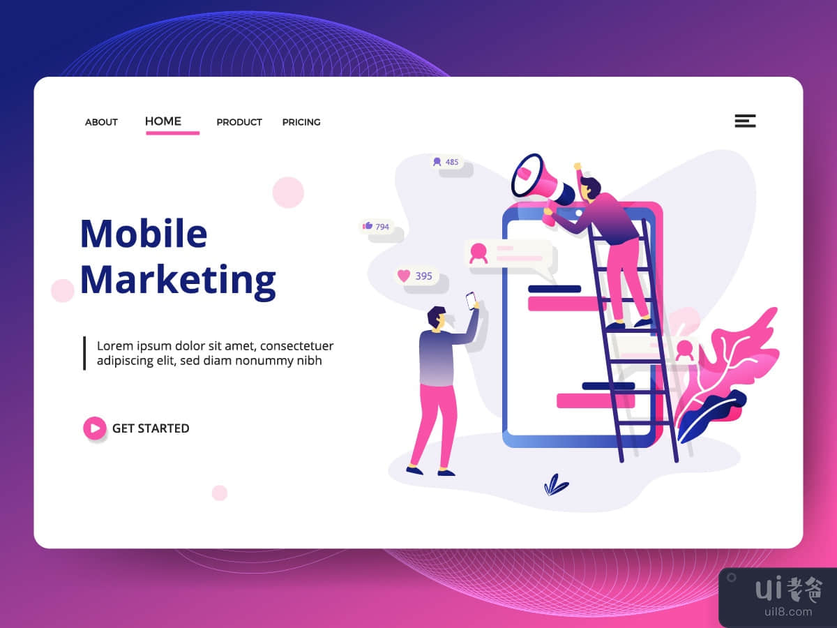 Landing page template of Mobile Marketing