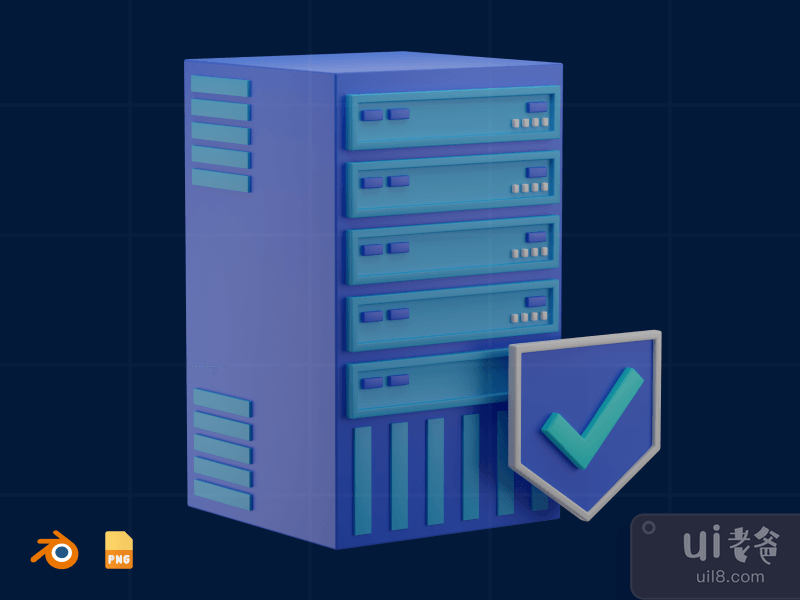 Server Protection - 3D Cyber Security Illustration
