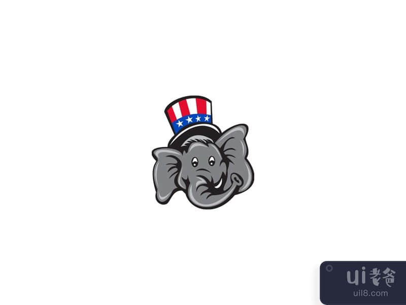 共和党大象吉祥物头顶礼帽卡通