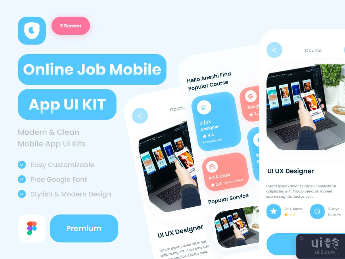 Online JOB mobile app ui kit design