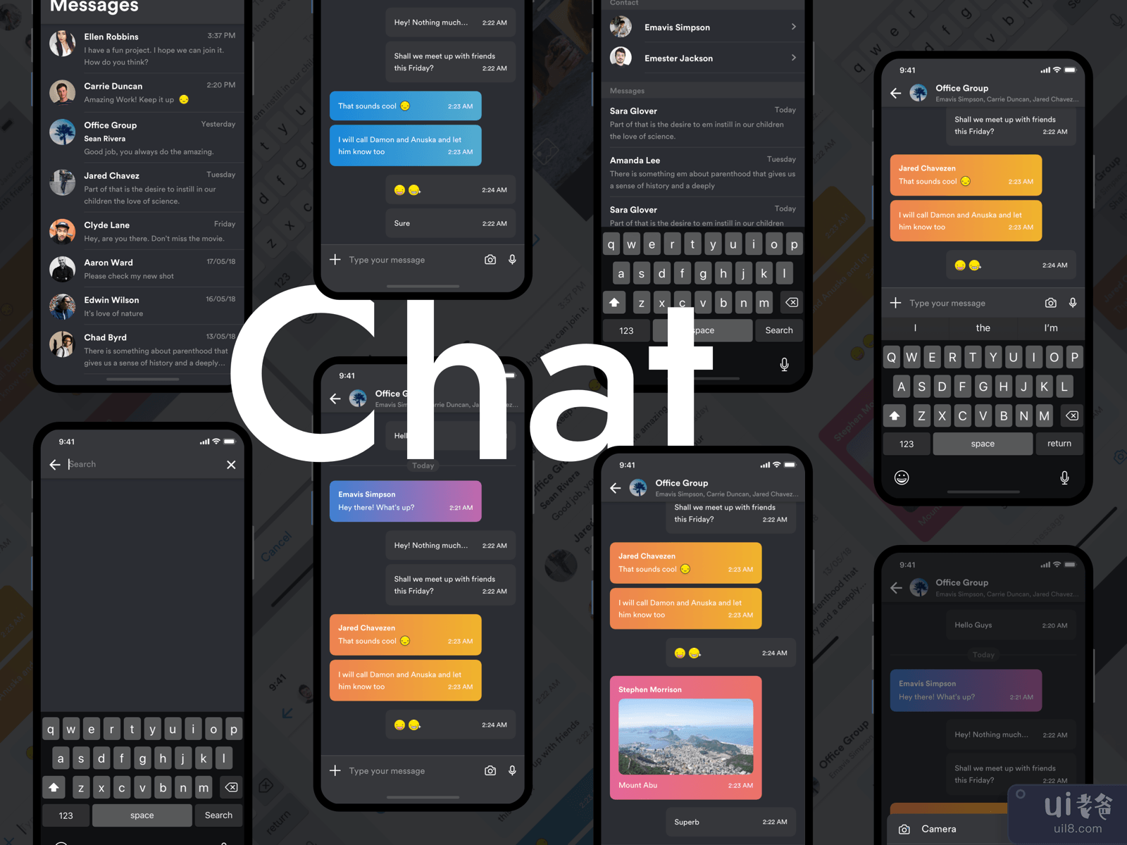 Chat App UI - Dark Mode