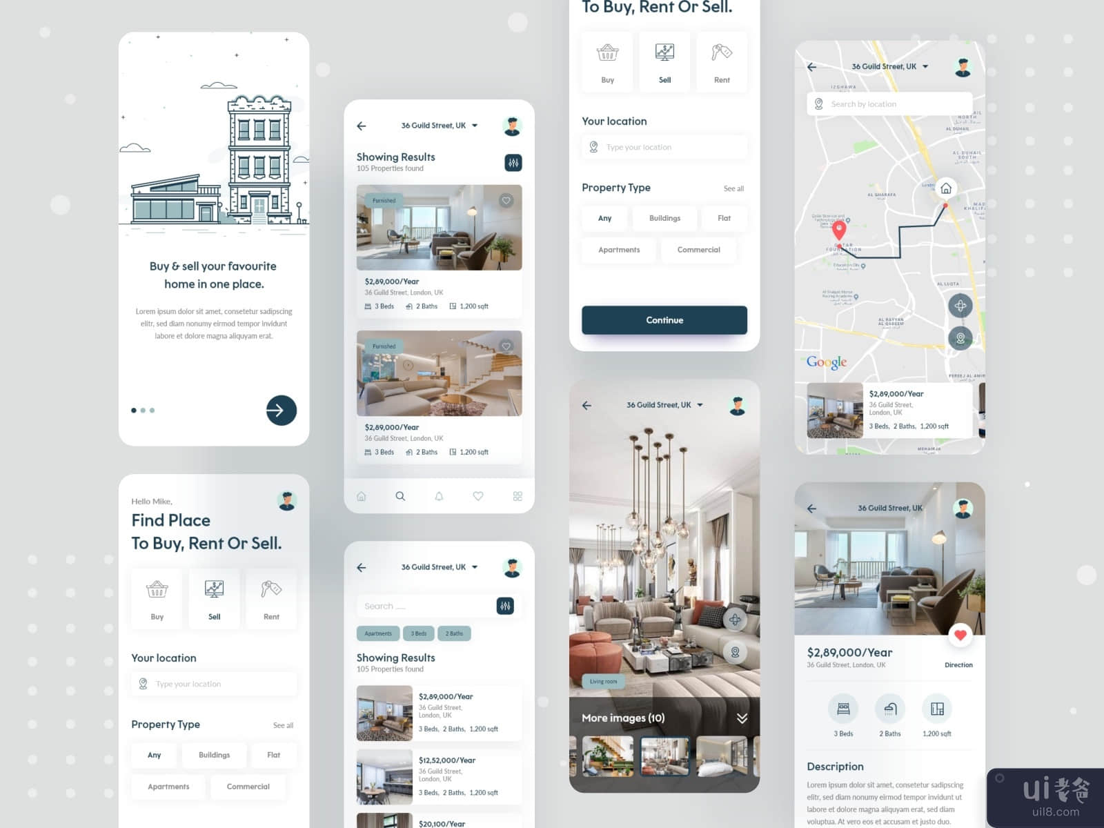 Property Buy Sell Rent Mobile App Design